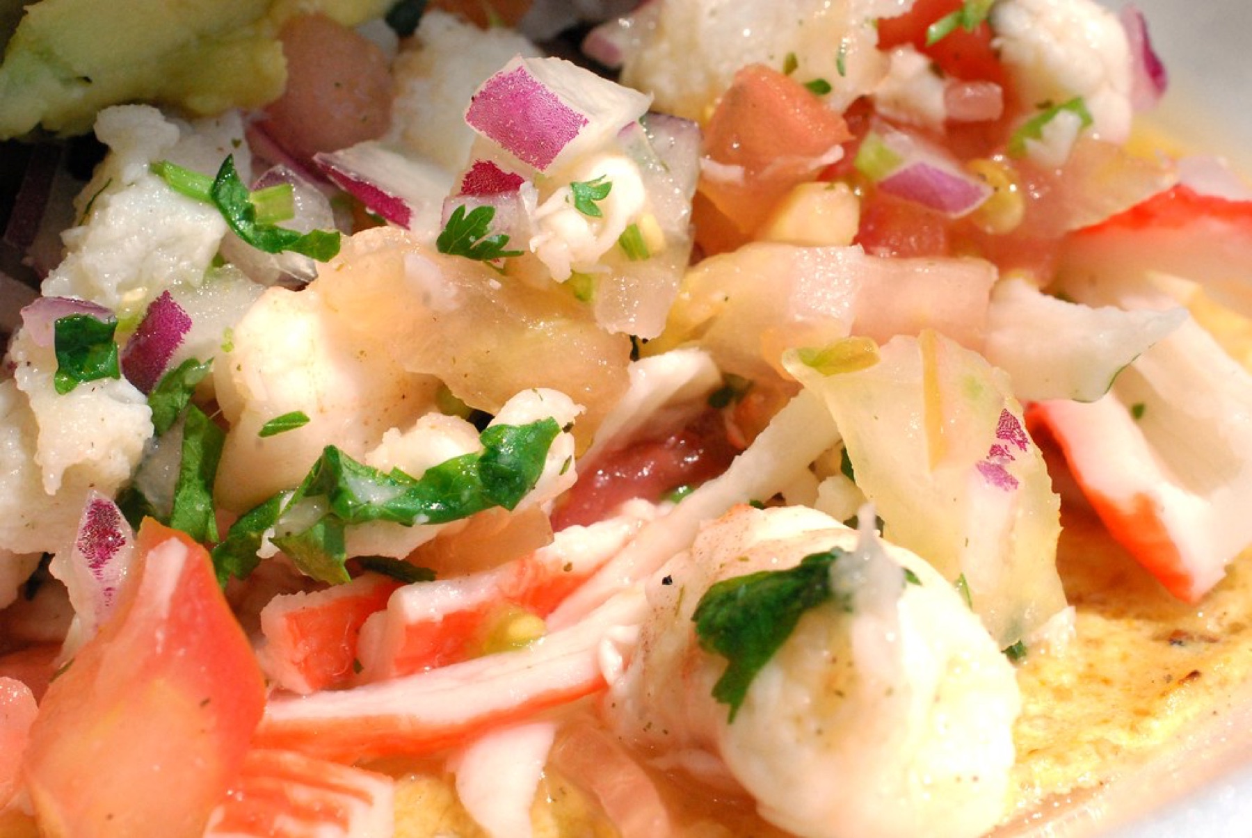 Ceviche tostada close-up
