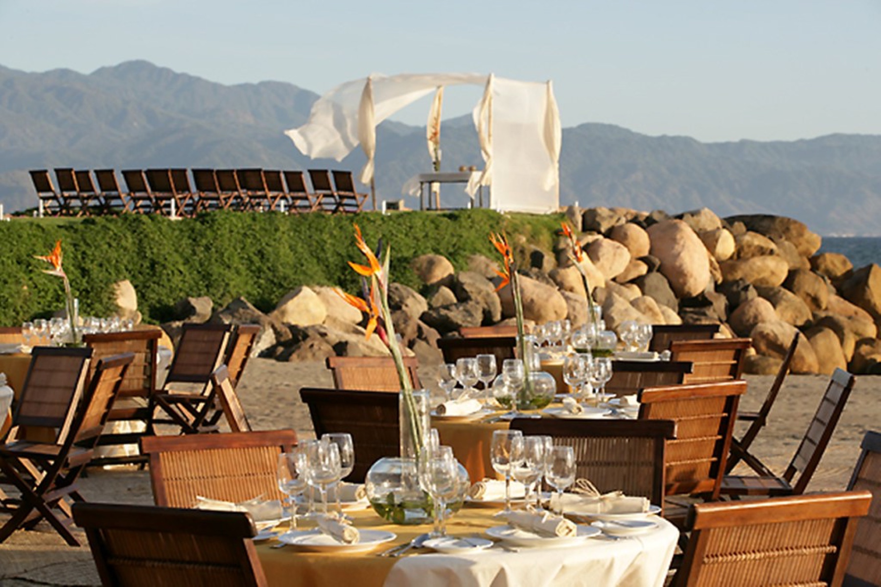Puerto Vallarta beach dining setup