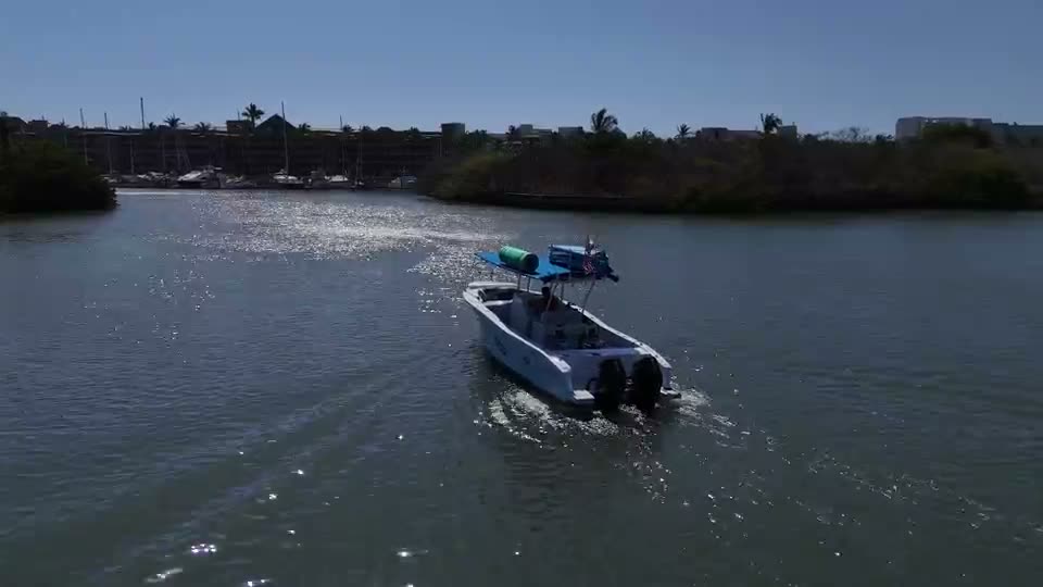 Drone clip of a private boat underway
